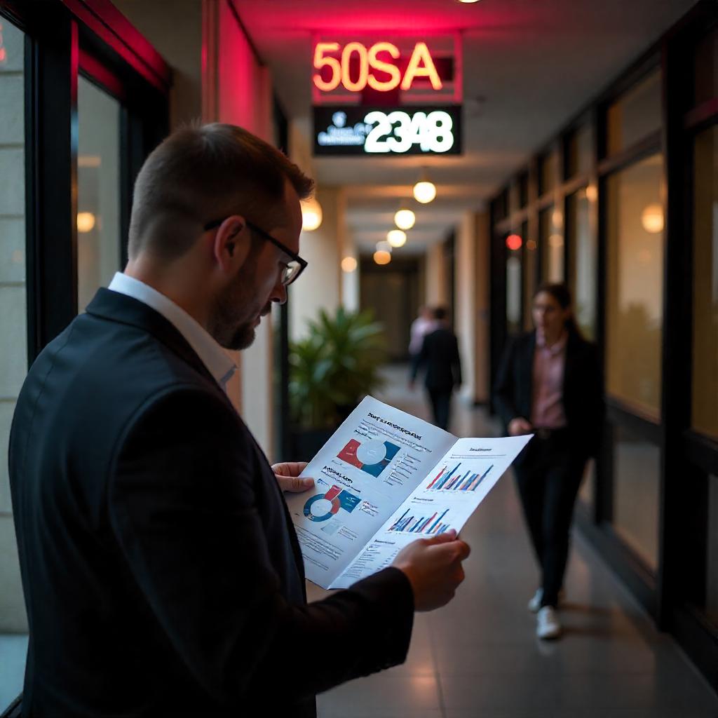 Realistic Australian strata apartment complex, financial consultant showing 10-year forecast documents to body corporate, modern Sydney setting, legal paperwork visible, professional attire, over-the-shoulder view
