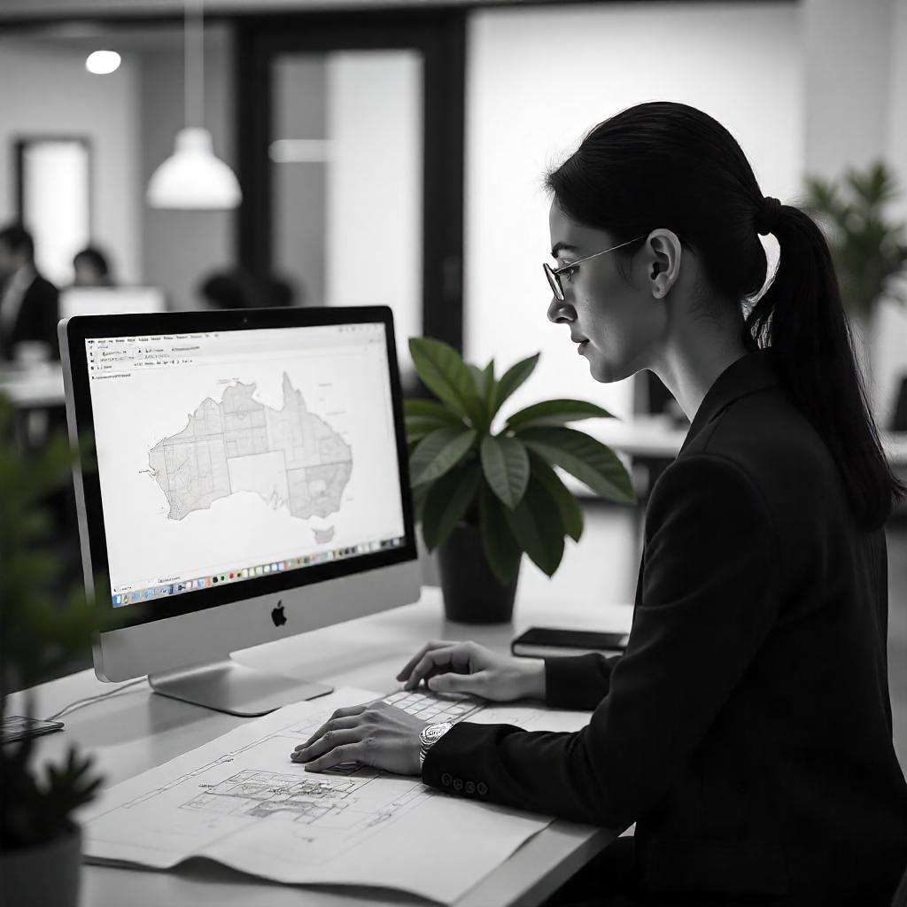 Quantity surveyor analyzing tax depreciation reports, Australian residential investment property in background, ATO compliance checklist on screen or clipboard, indoor office scene