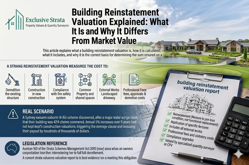 Building reinstatement valuation report checklist for strata insurance replacement cost